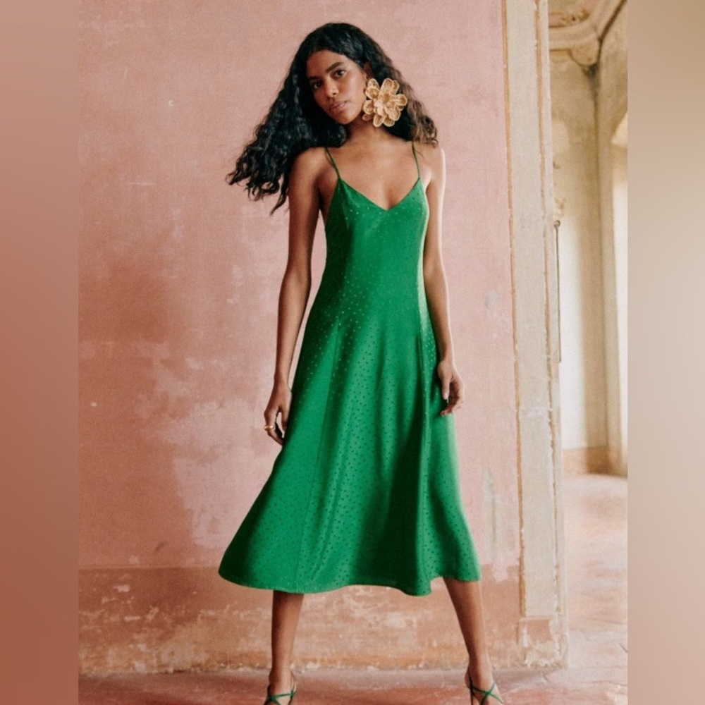 Sezane Green Midi Dress - Picture 2 of 3